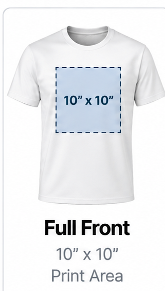 Full Front 10 x 10 print area