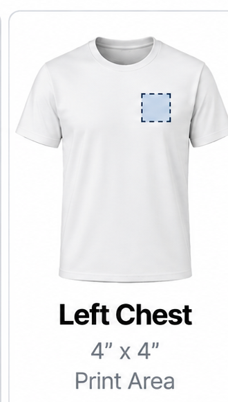 Left Chest 4 x 4 print area