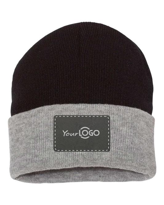 Sportsman Cuffed Beanie with leatherette patch